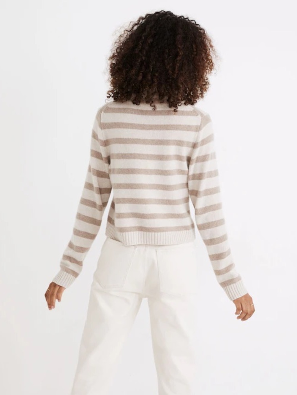 Madewell Beige and Cream Striped Turtleneck Sweater - Picture 3 of 4